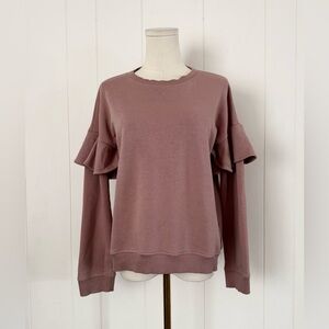 RED VALENTINO Ruffle Jersey Sweatshirt In Lilac Size XS Designer Luxury Rare